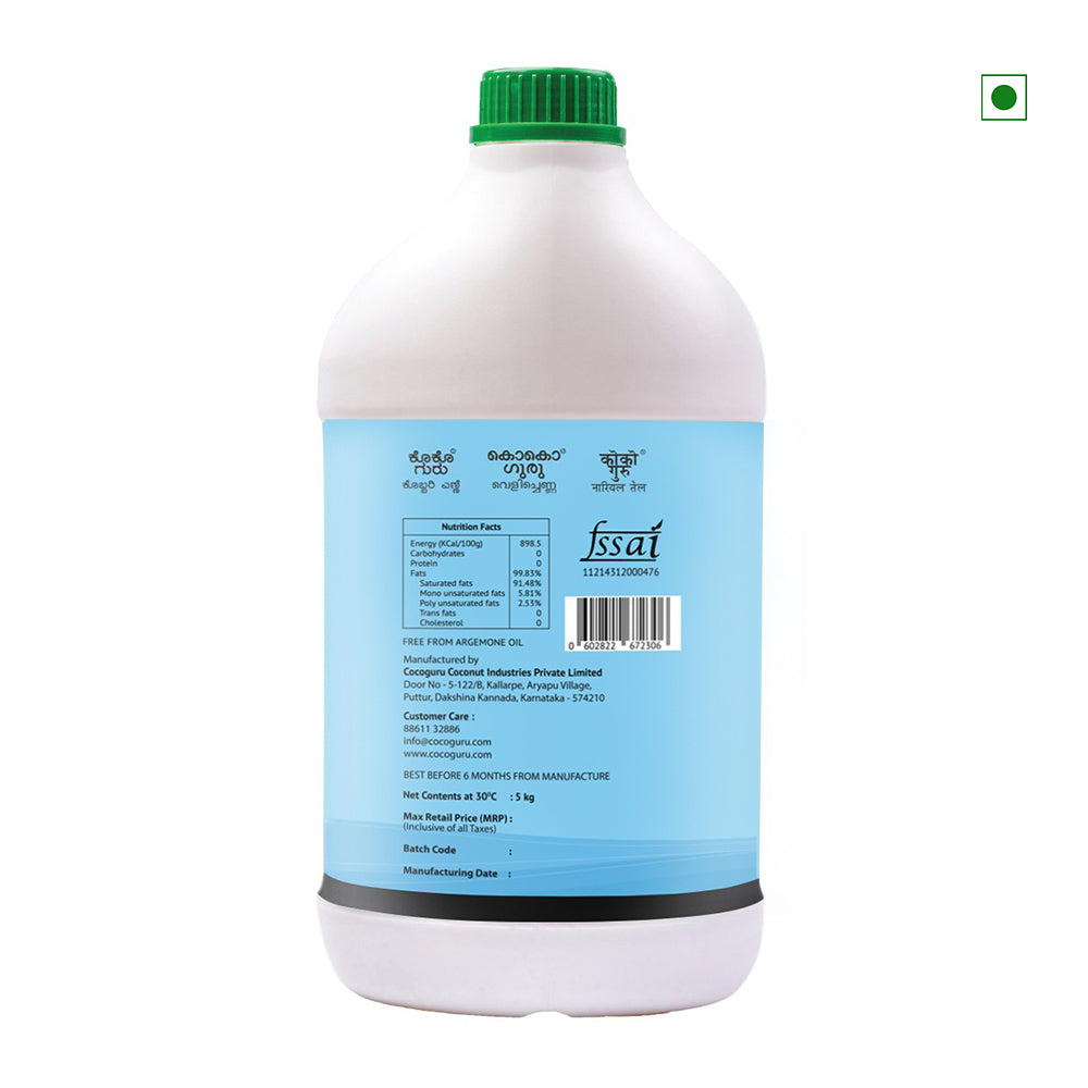 Cocoguru Cold Pressed Coconut Oil In Jerry Can 5Kgs