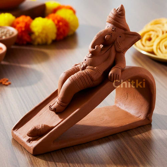 Terracotta Clay Handmade Blessing Lord Ganesha Idol – Eco-Friendly & Auspicious Decor