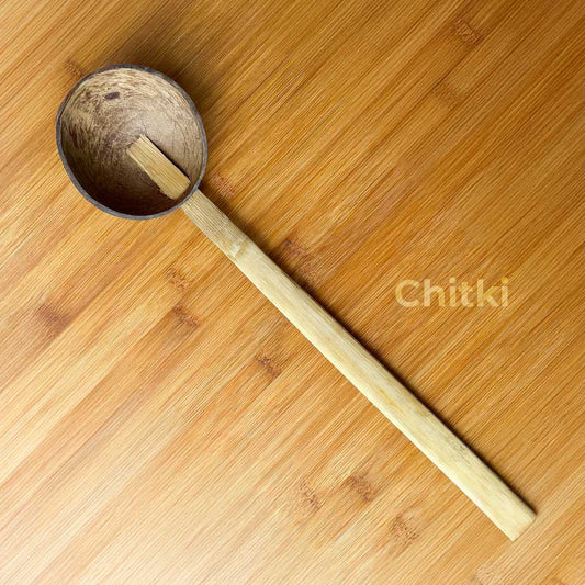 Handmade Coconut Shell Kitchen Spoon/ Ladle (Pack of 2)