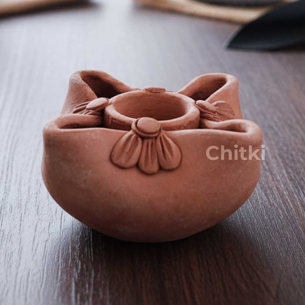 Handmade Clay Candle Stand | Traditional Mitti Décor