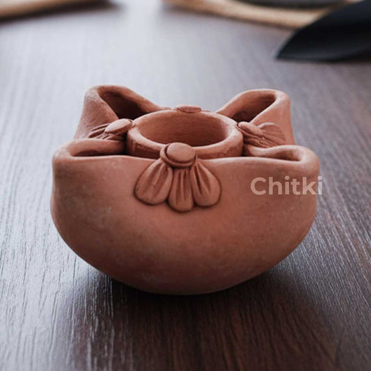 Handmade Clay Candle Stand | Traditional Mitti Décor