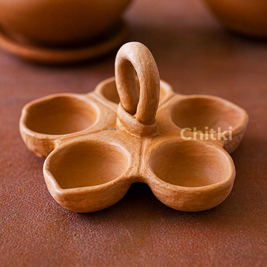 Handmade Clay Panchmukhi Deepa | Traditional Terracotta Diya
