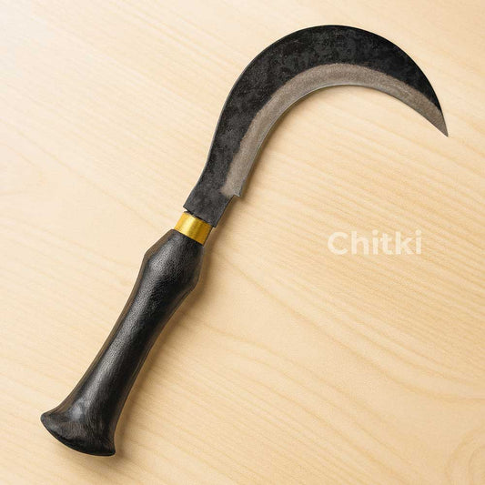 Mangalorean Katthi / Sickle  Black Wood Handle Knife