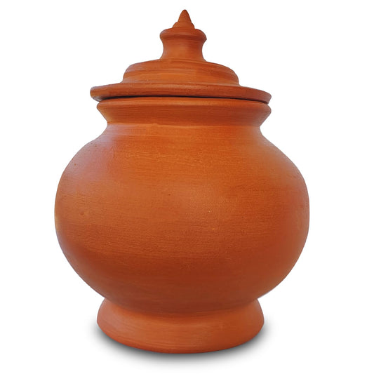 Traditional Handmade Unglazed Clay Pot with Lid (1000 ML) | Curd & Yogurt Bowl