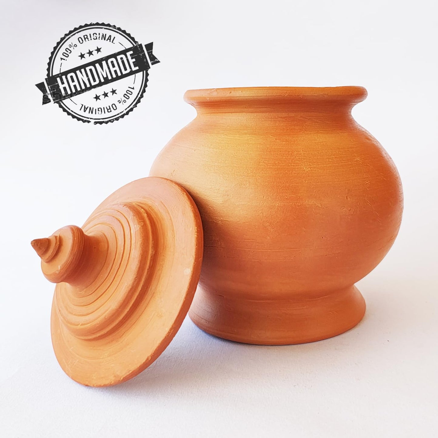 Traditional Handmade Unglazed Clay Pot with Lid (1000 ML) | Curd & Yogurt Bowl