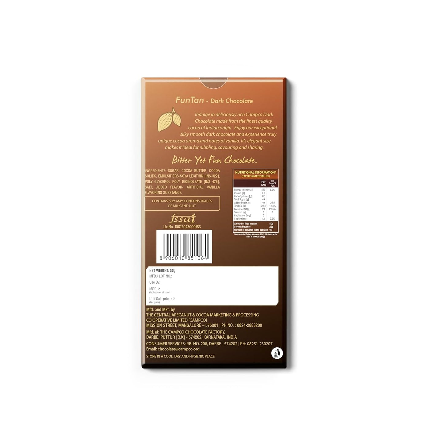 Campco Funta Dark Chocolate, 50g (Pack of 3)
