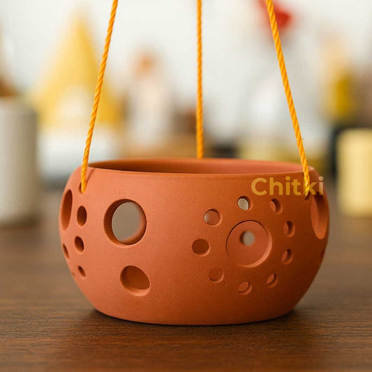 Handmade Terracotta Bowl Shape Orchid Pot | Indoor & Outdoor Planter with Multiple Holes