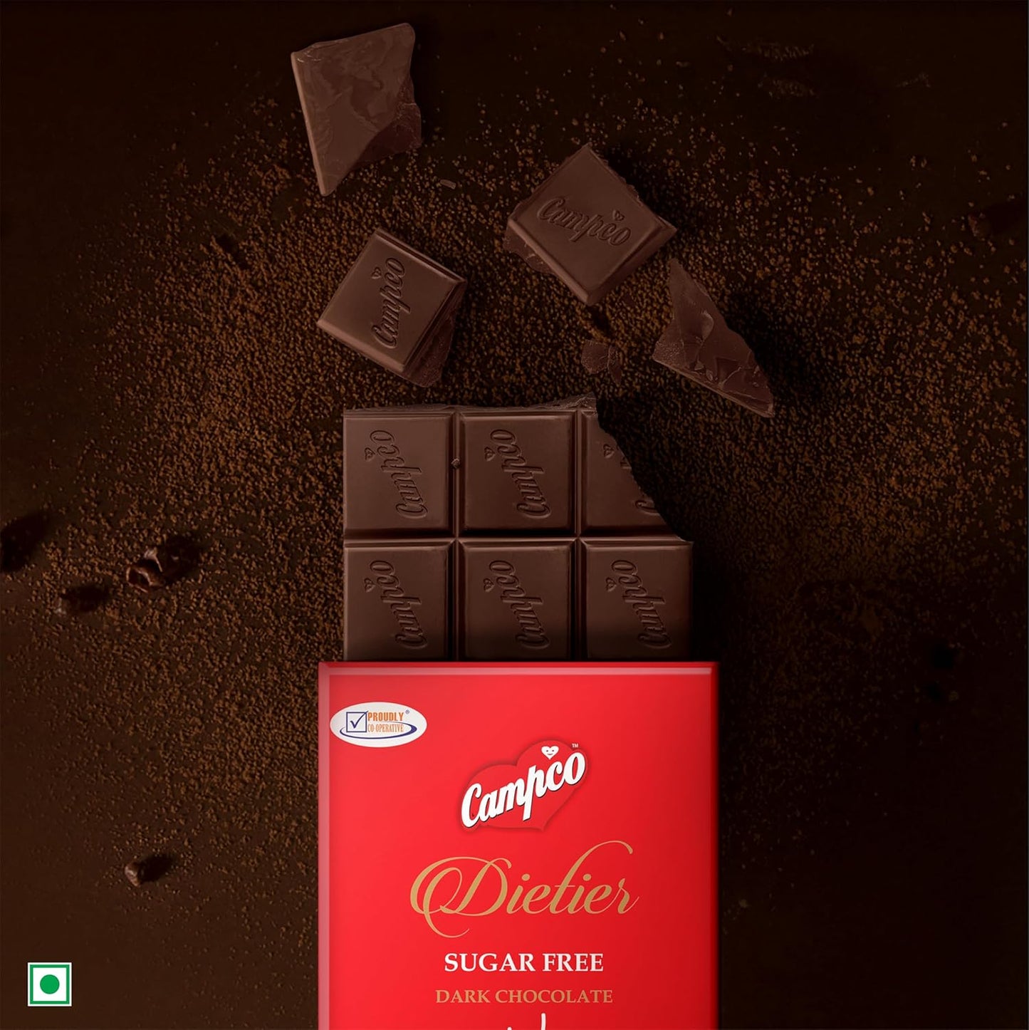 Campco Dietier Sugar-Free Dark Chocolate Bar, 50g (Pack of 3)