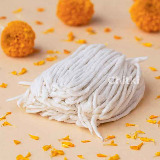 Aradhana Handmade Cotton Small Wicks/thick (diya Batti White)(500 Wicks) 1pack