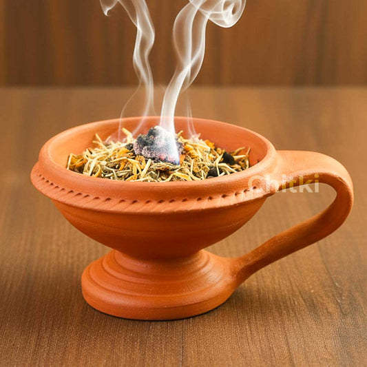 Traditional Clay Sambrani Dhoop Cup Holder
