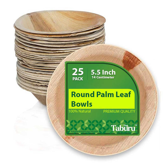 Disposable 6 Inch Square Palm Leaf Bowl 25-Pack